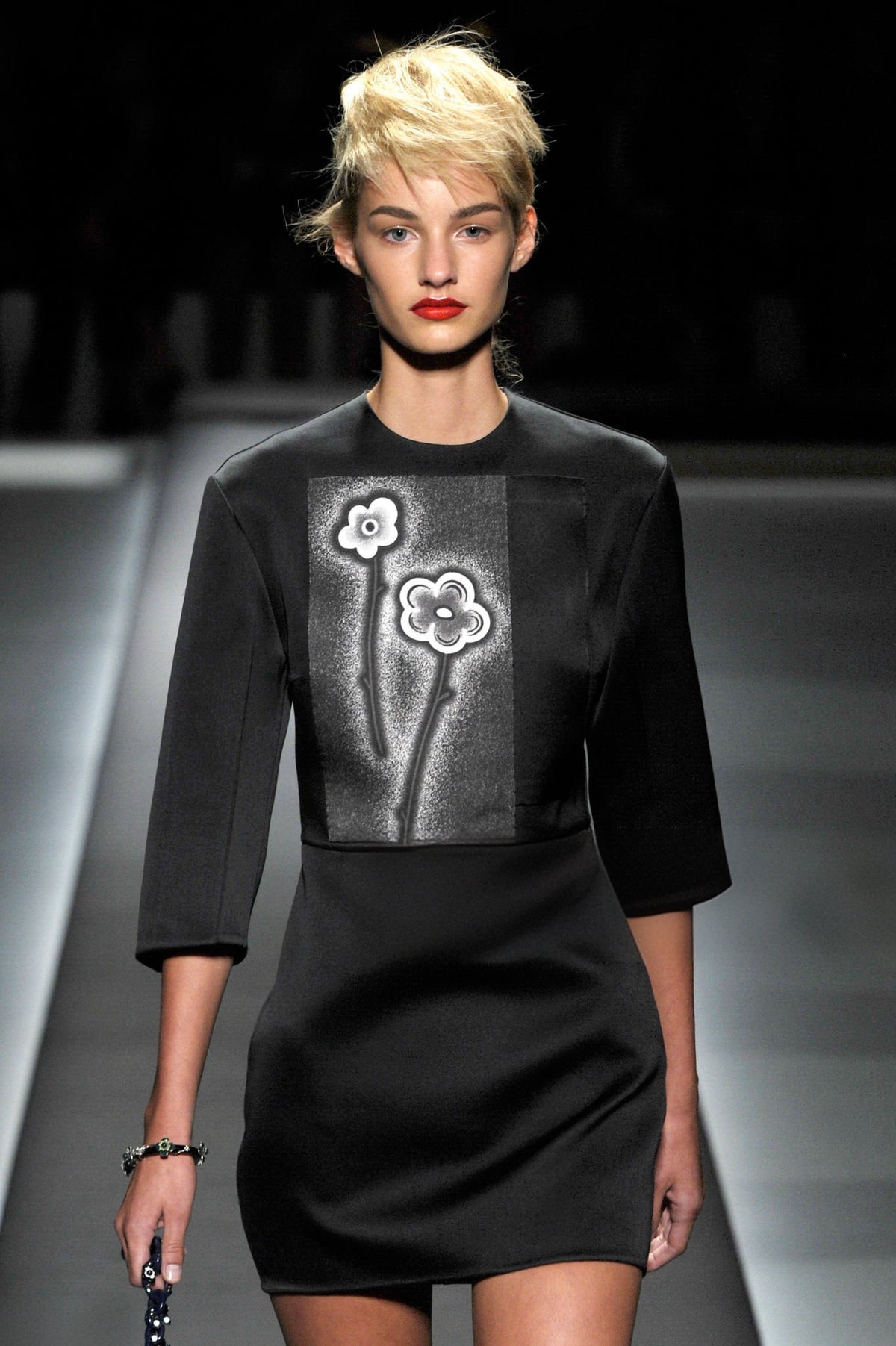 Prada 2013SS Floral Applique Mini Dress