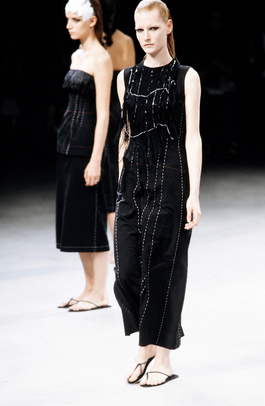 Yohji Yamamoto 2000SS Runway Contrast-Stitch Maxi Dress