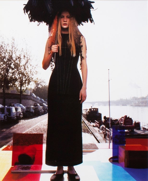 Yohji Yamamoto 2000SS Runway Contrast-Stitch Maxi Dress