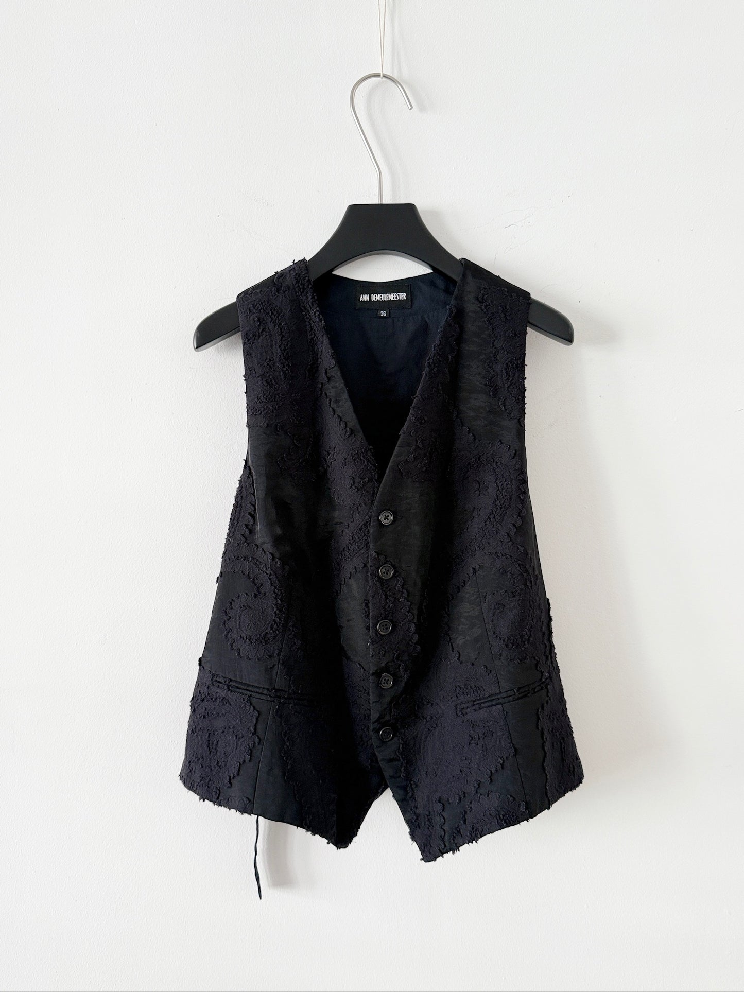 Ann Demeulemeester Black Jacquard Vest