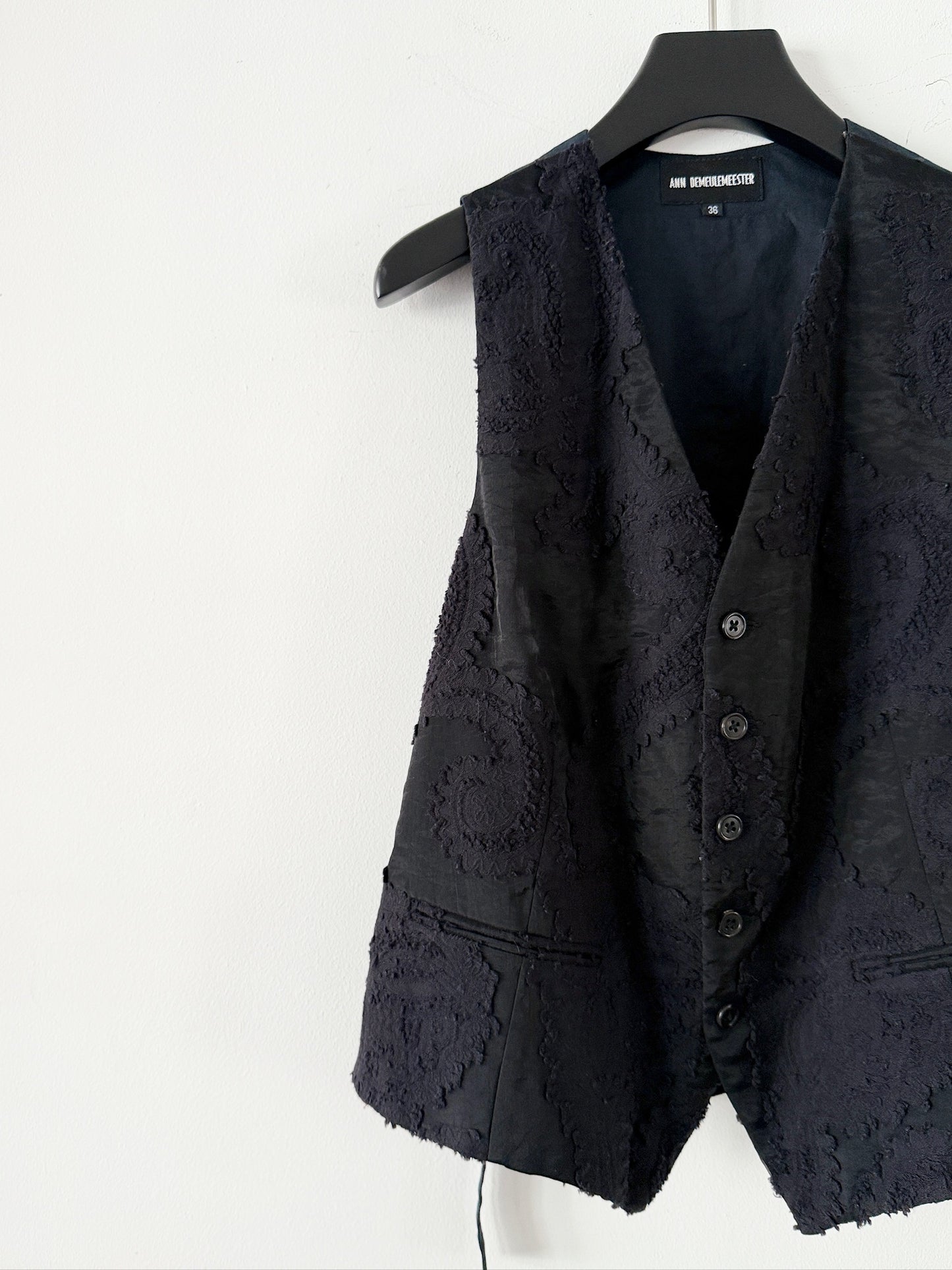 Ann Demeulemeester Black Jacquard Vest