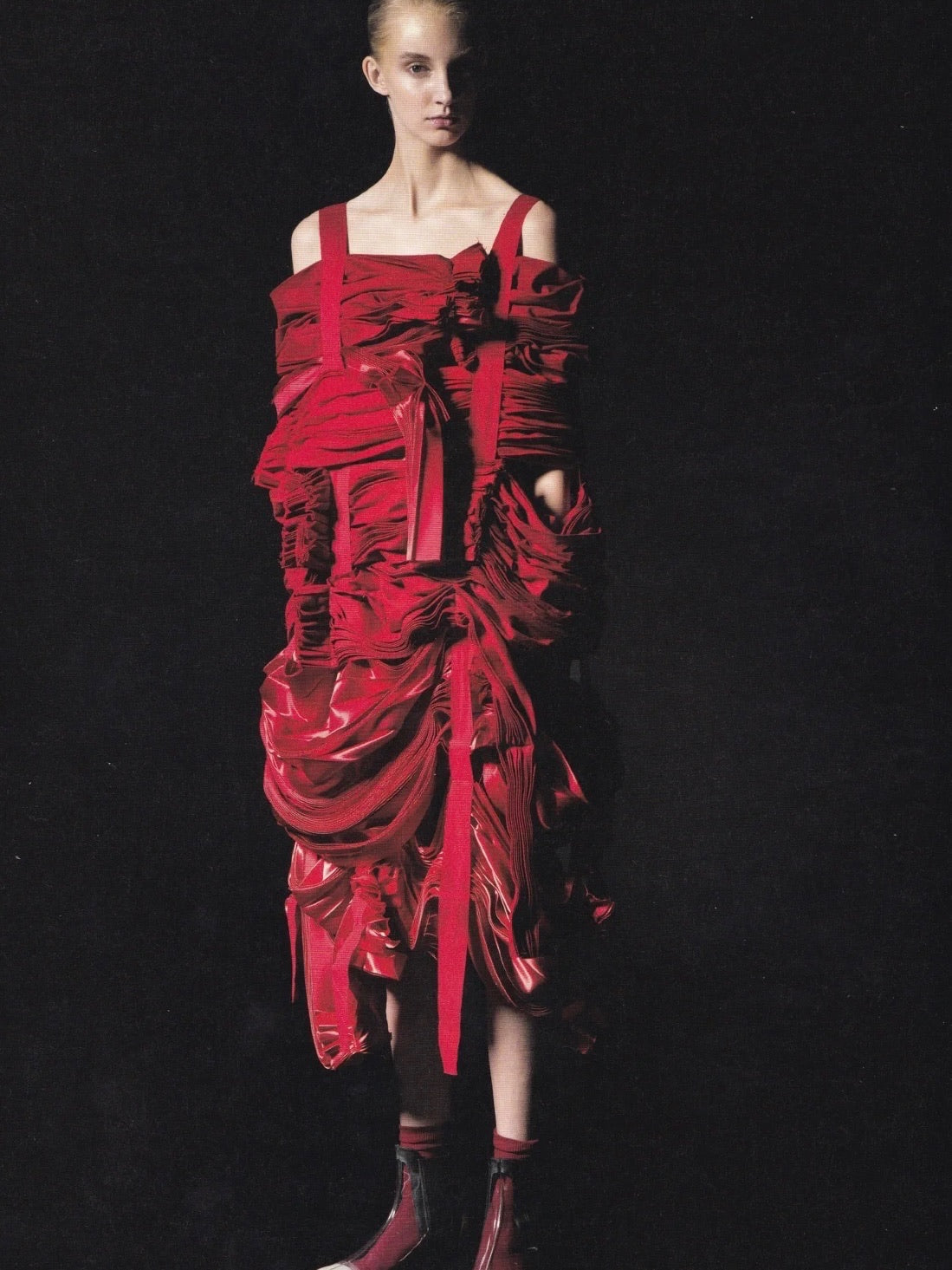 Comme des Garçons 2015SS “Blood and Roses” Ruched Strap Dress