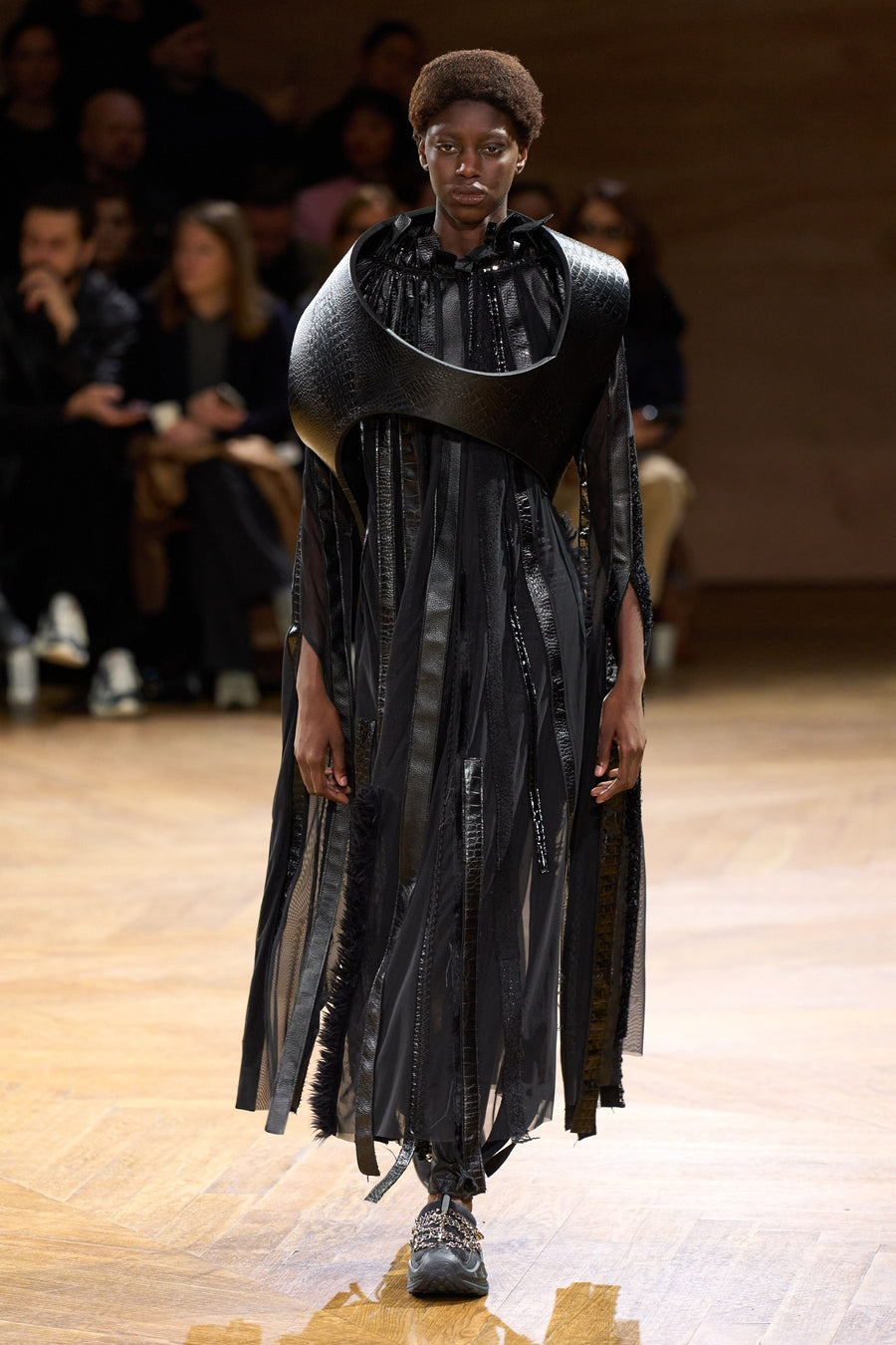 Junya Watanabe 2024FW Runway Mixed-Material Strip Dress