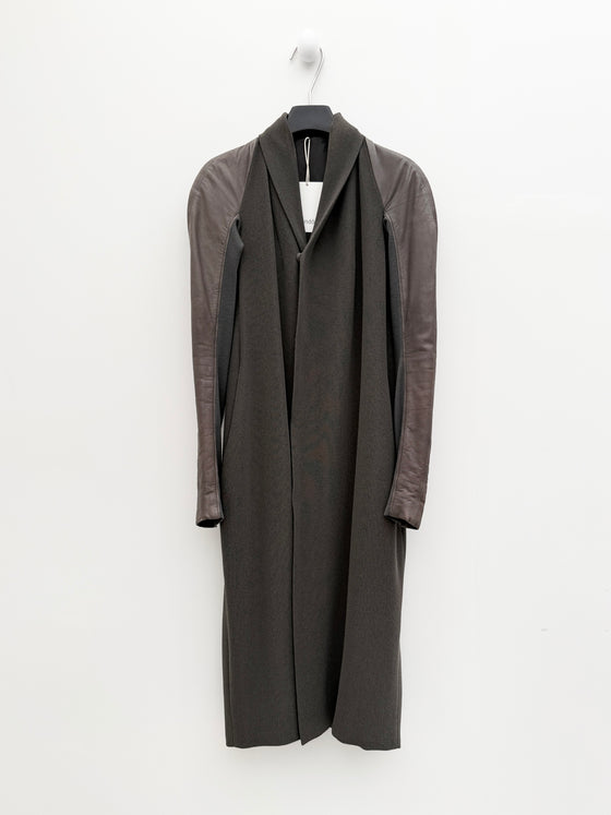 Rick Owens Wool Coat with Lamb Leather Sleeves