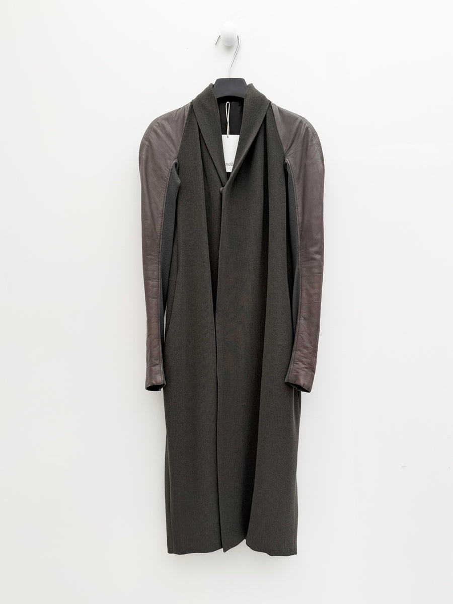 Rick Owens Wool Coat with Lamb Leather Sleeves