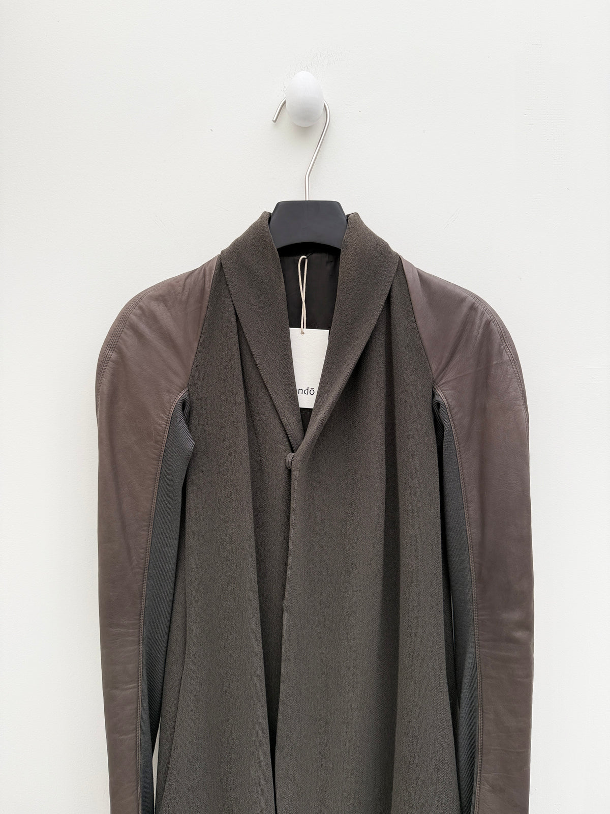 Rick Owens Wool Coat with Lamb Leather Sleeves