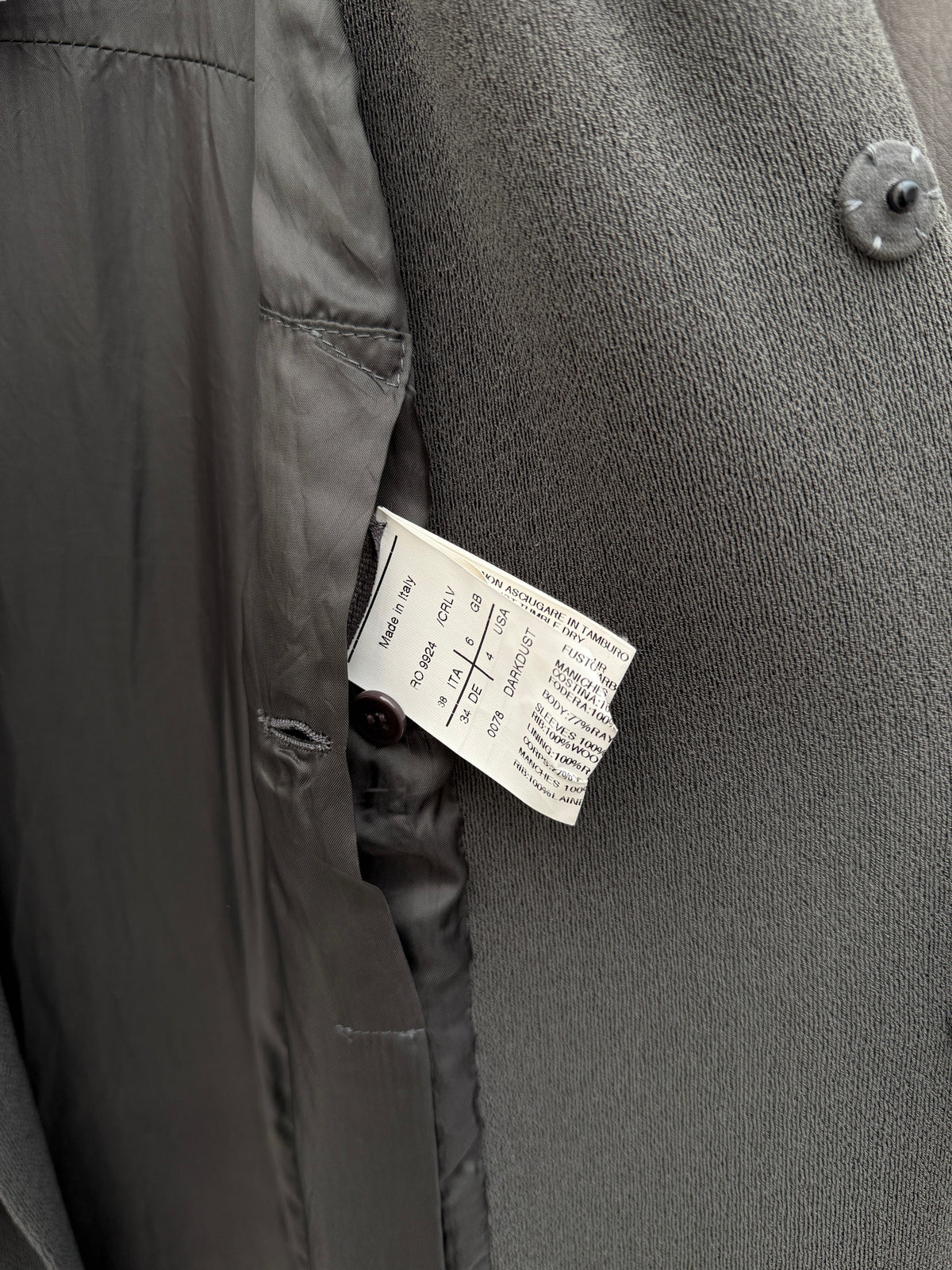 Rick Owens Wool Coat with Lamb Leather Sleeves