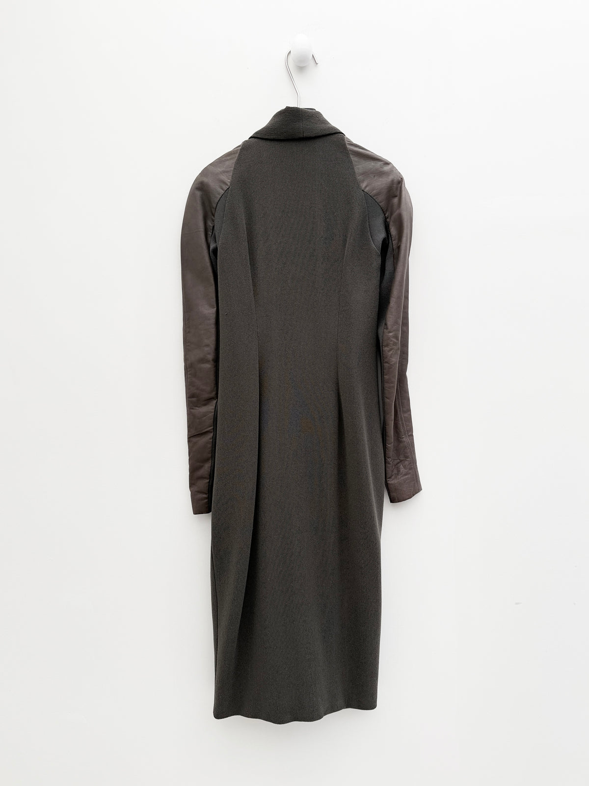 Rick Owens Wool Coat with Lamb Leather Sleeves