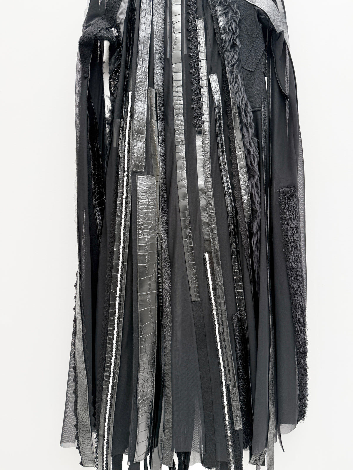 Junya Watanabe 2024FW Runway Mixed-Material Strip Dress