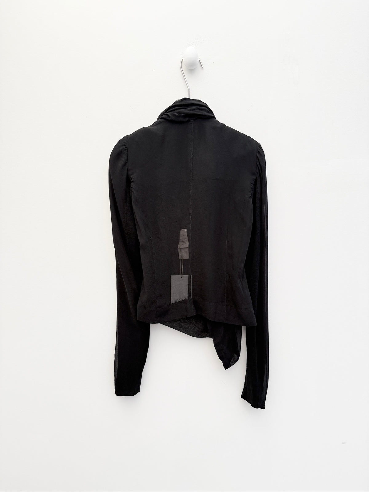 Rick Owens Draped Funnel-Neck Silk Jacket