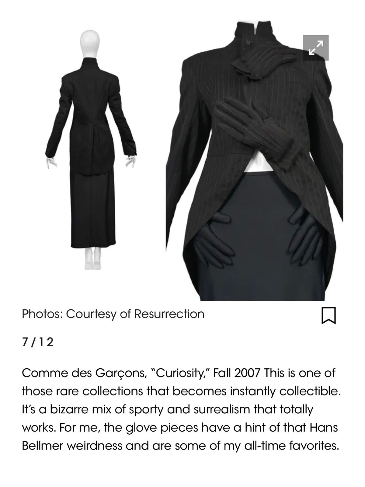 Comme des Garcons 2007FW Archive Jacket with Padded Hand Motifs (Comme des Garçons) — view 6 of 9