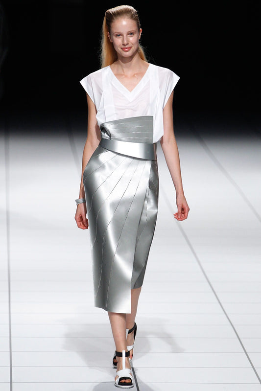 Issey Miyake 2014SS Runway Silver Technical Skirt