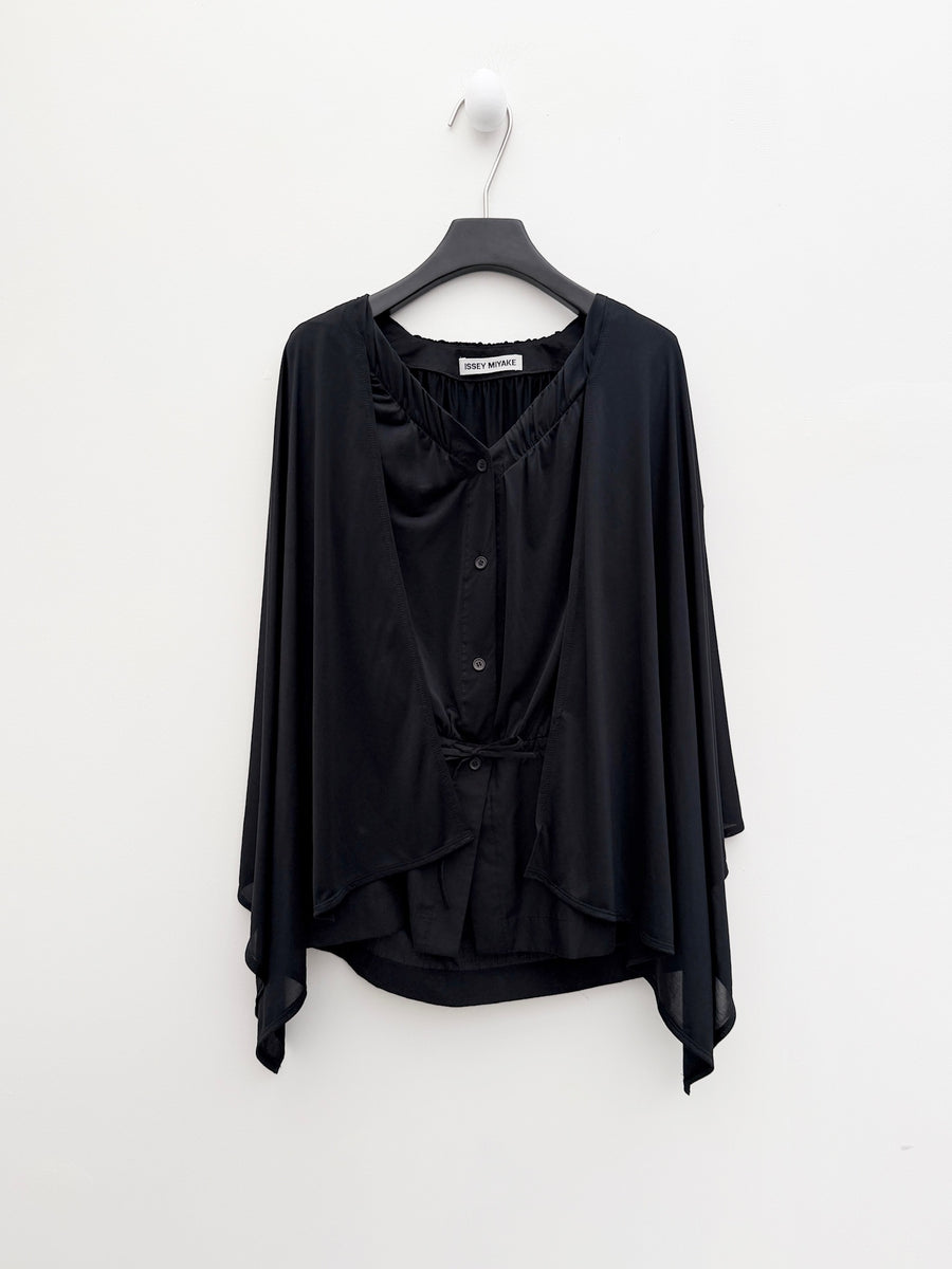 Issey Miyake Draped Cape-Layer Jacket