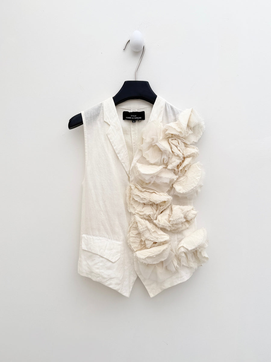 Comme des Garçons Raw-Edge Floral Ruffle Vest