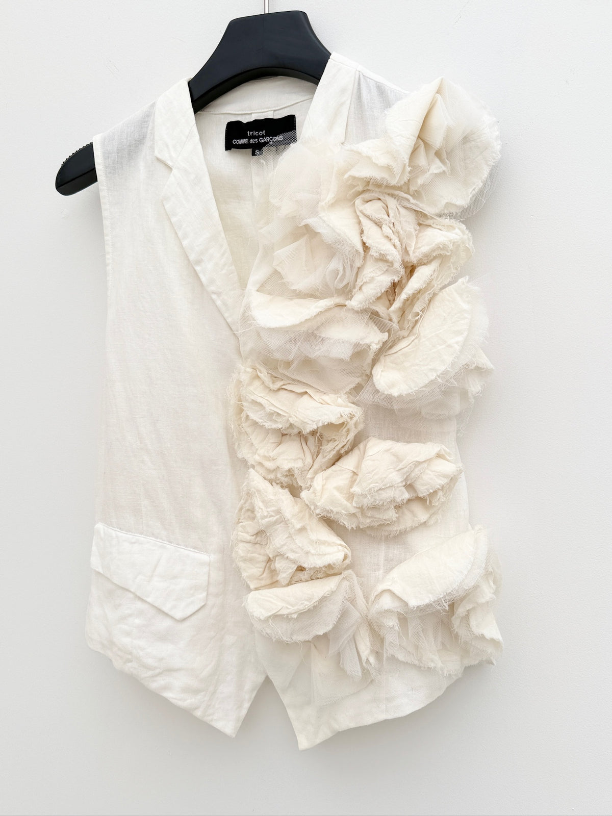 Comme des Garçons Raw-Edge Floral Ruffle Vest