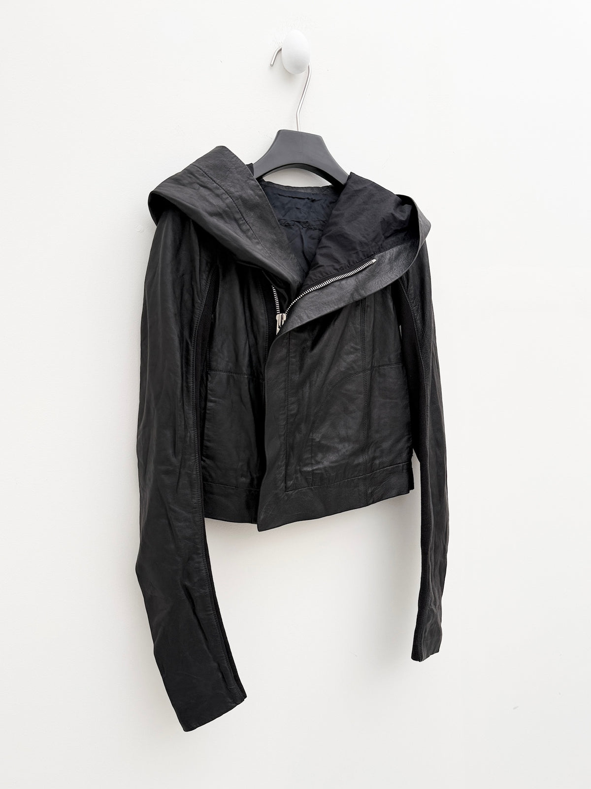 Rick Owens Hooded Cow Leather Jacket