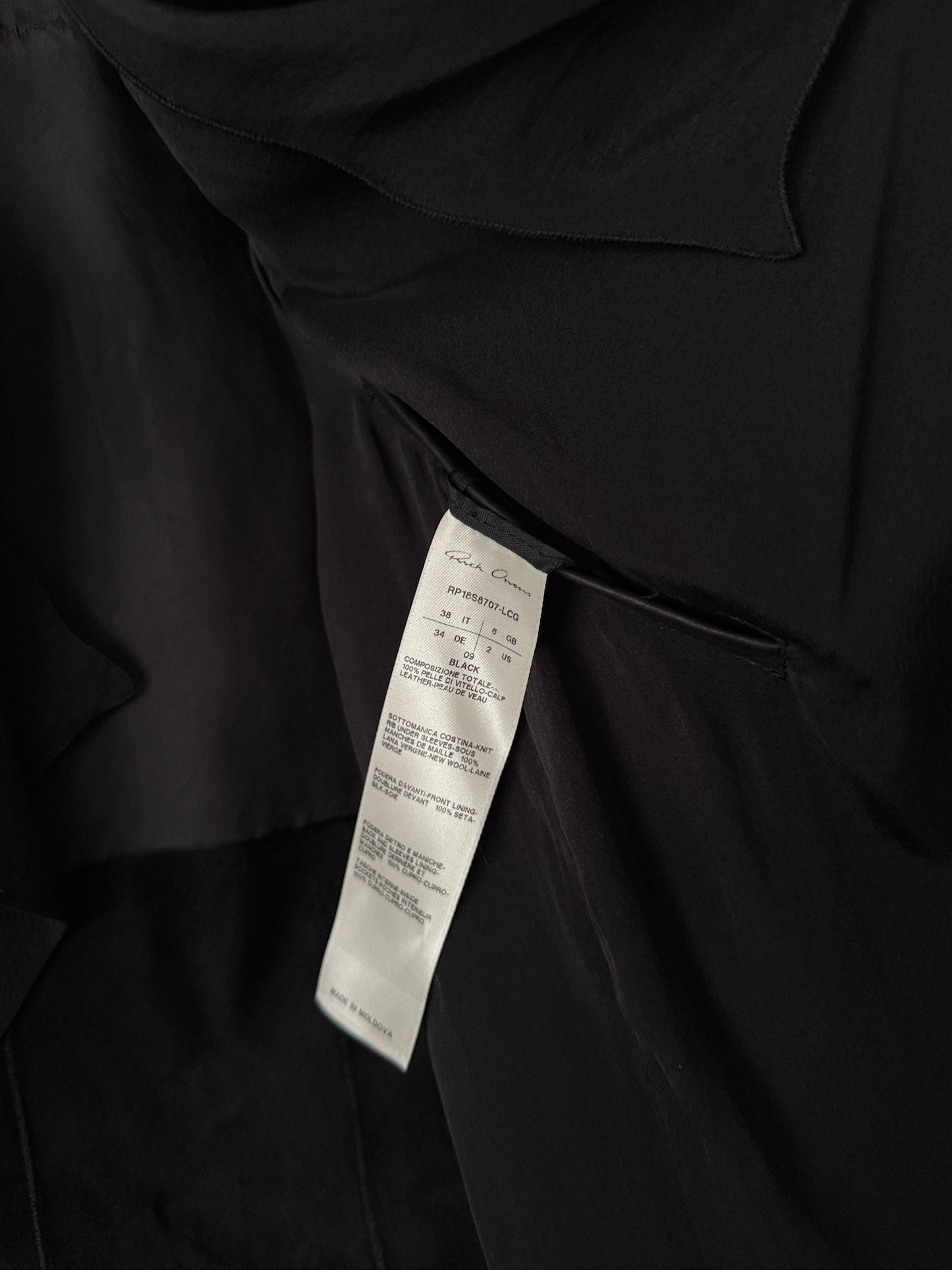 Rick Owens 2018SS Leather Jacket